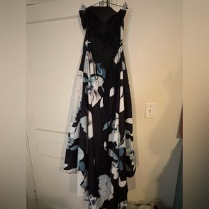 Strapless criss cross open back hi-lo dress!